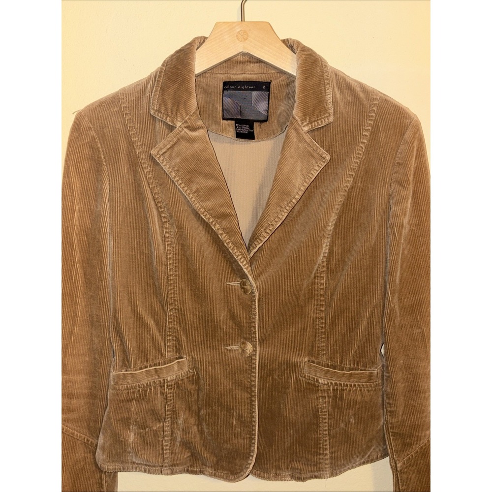 Vintage Y2K Corduroy Pant Suit Women's 2 Hipster Camel - Picture 3 of 12